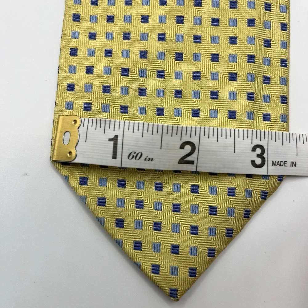 Brooks‎ Brothers Makers Tie Silk Yellow Blue Geometric Necktie